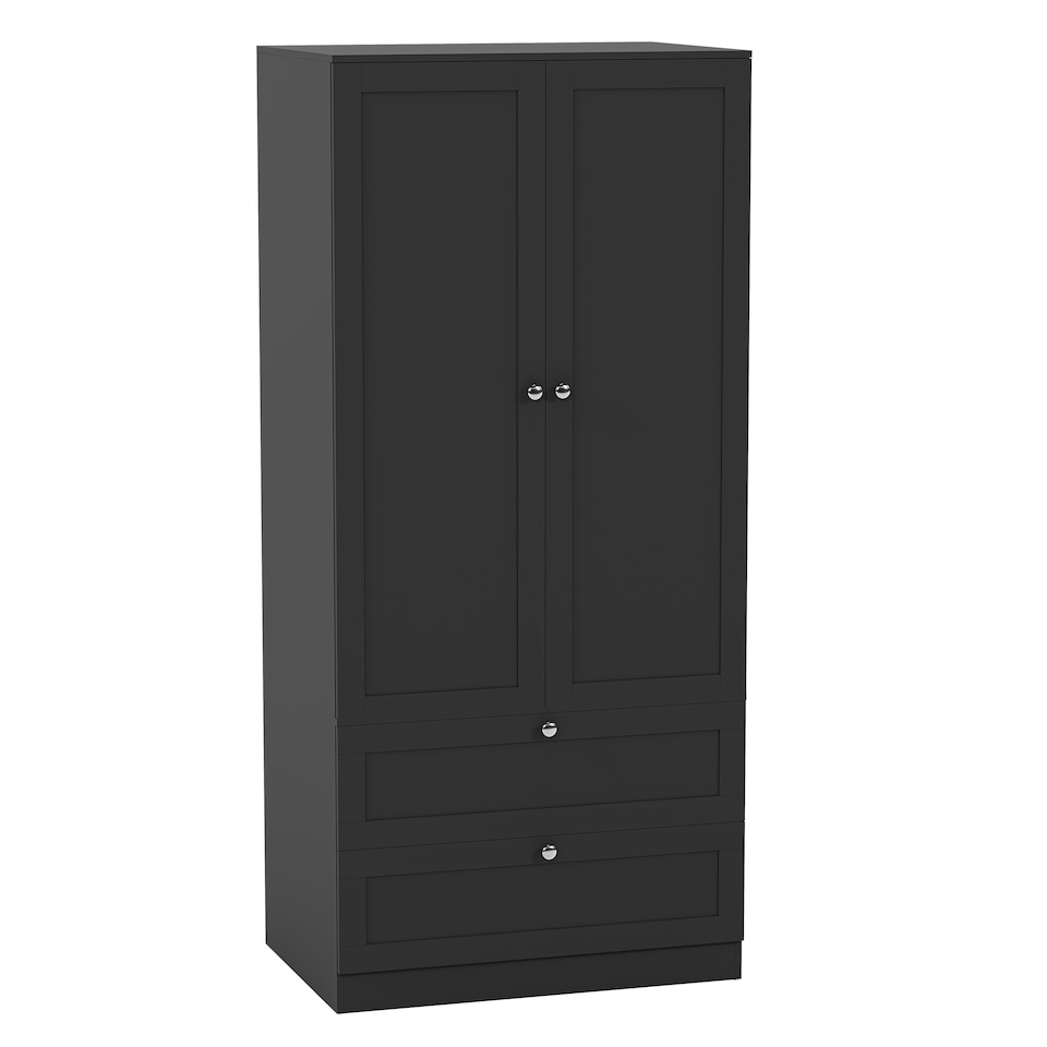 image 1 of Vida Designs Altino 3 Piece Bedroom Set (2 Drawer Bedside, 5 Drawer Chest, 2 Door 2 Drawer Wardrobe), Black