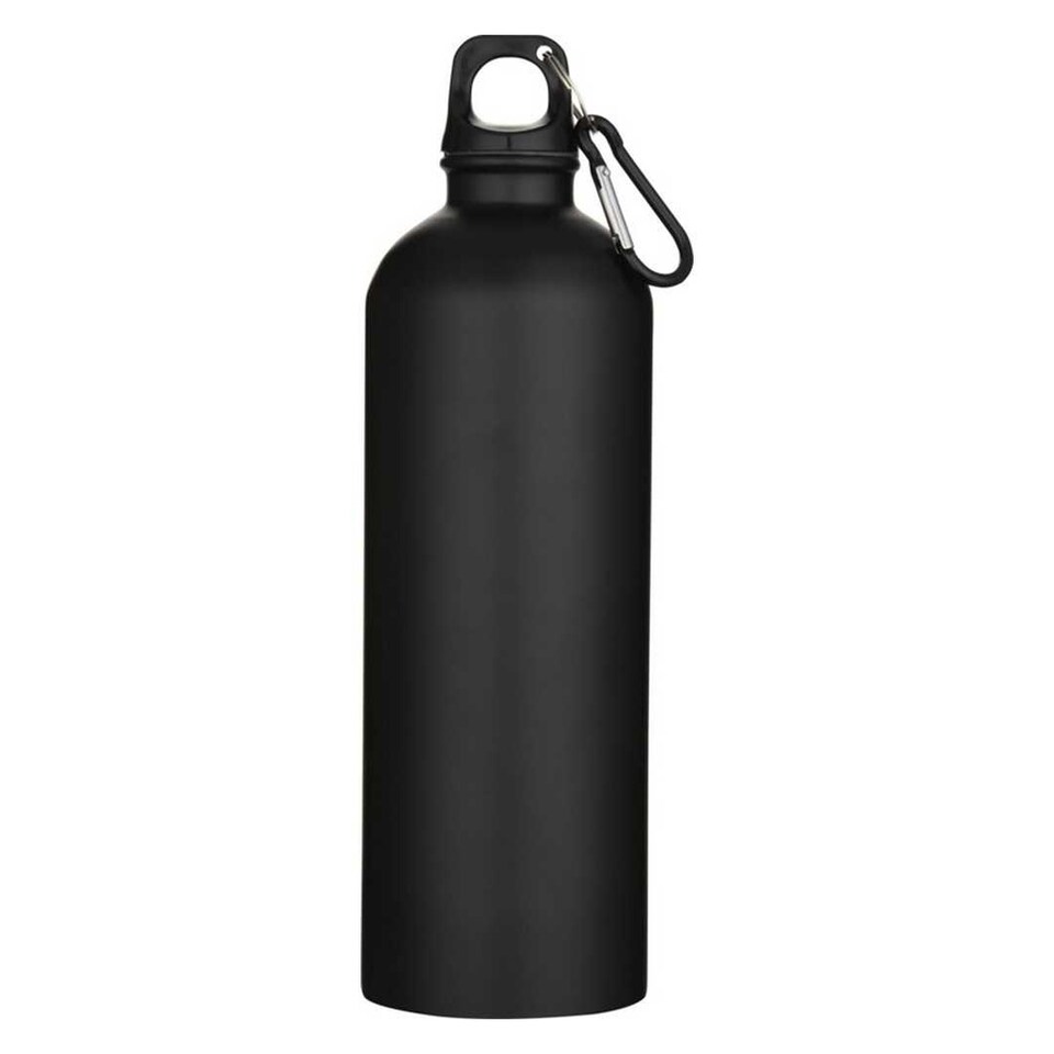 image 1 of Floso Oregon Stainless Steel Carabiner Clip 750ml Water Bottle | Black | Solid Black | 1