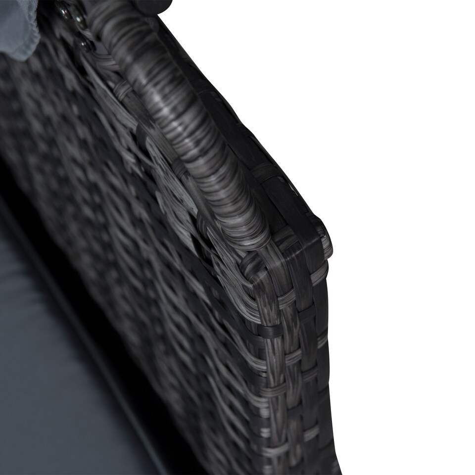 image 1 of Outsunny 5 PCS Outdoor Rattan Wicker Sofa Sets Reclining Sofa Adjustable Canopy & Side Table Dining Table Set Sectional Conversation Furniture w/ Cushions, Mixed Grey