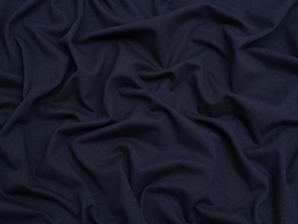 Minerva Core Range Navy Organic Cotton Jersey Stretch Knit Fabric for Dressmaking, 150cm / 59" Wide - per metre
