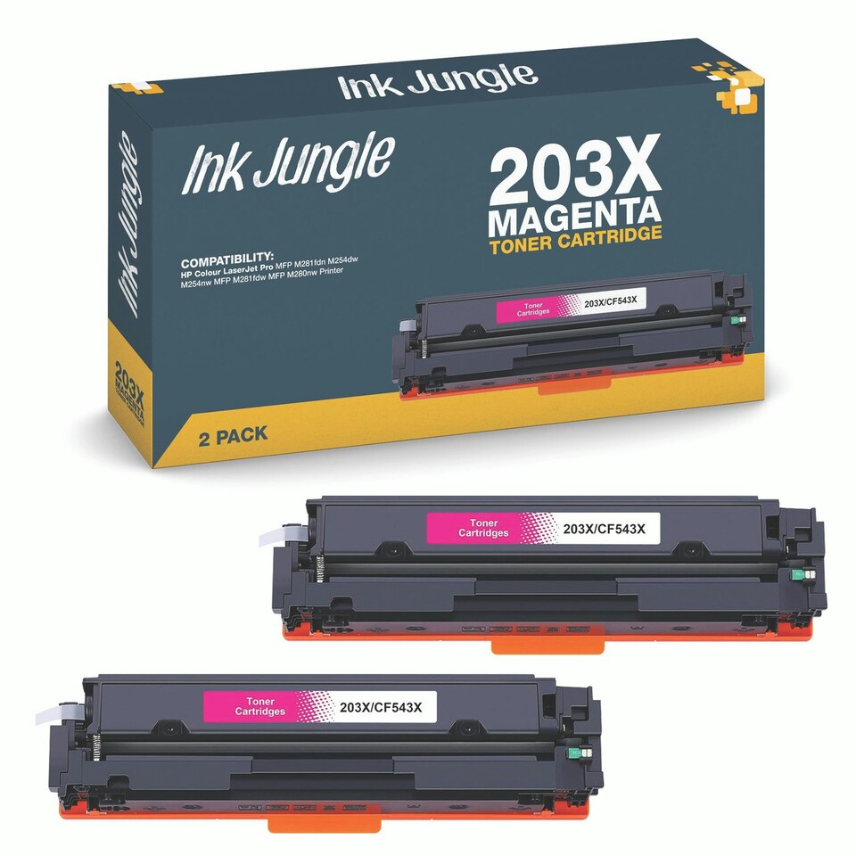 image 1 of 2x Compatible HP 203X Magenta Toner Cartridges Pink