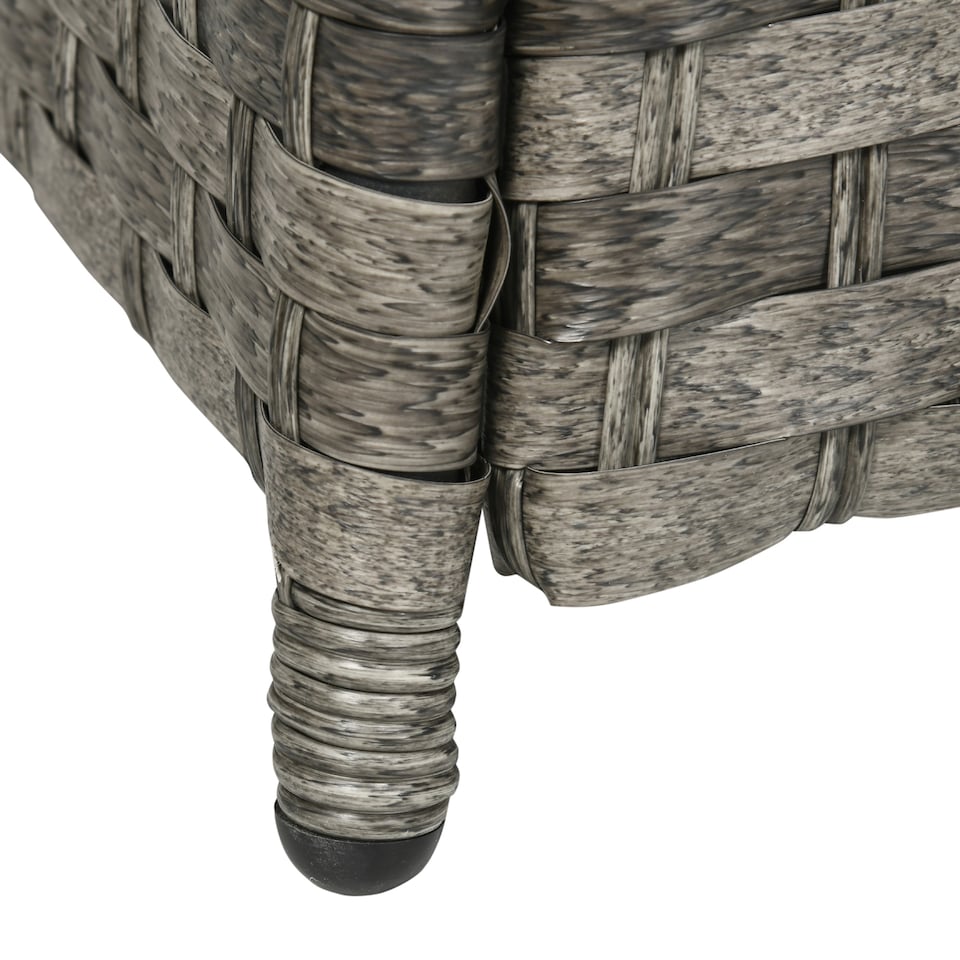 image 1 of Outsunny 7 Pieces PE Rattan Garden Furniture Set, 50,000 BTU Gas Fire Pit Table, Double Corner Sofa and 3 Footstools, 6 Seater Furniture Sofa Sets with Cushions for Conservatory, Grey