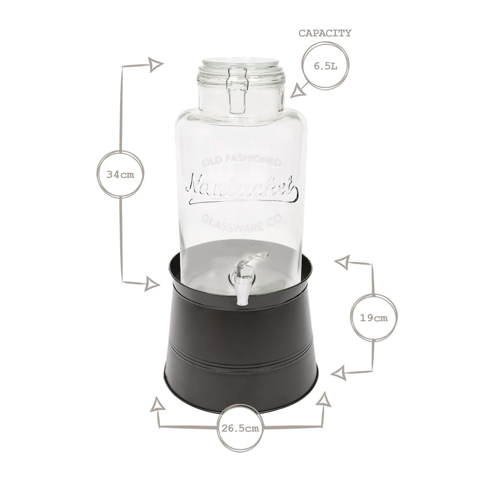 image 1 of Rink Drink Glass Drinks Dispensers with Tap & Black Bucket Stand - 6.5L - Pack of 2