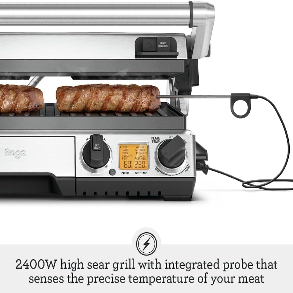 image 1 of Sage The Smart Grill Pro, Brushed Stainless Steel