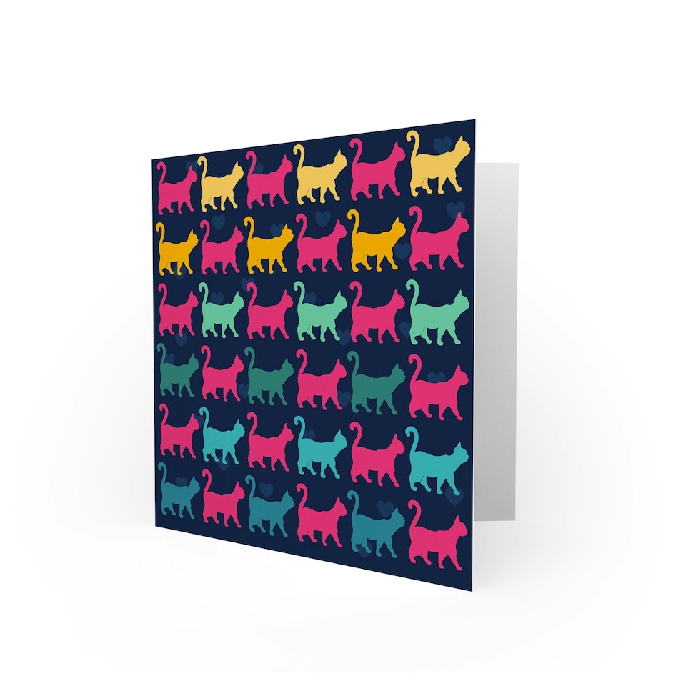 image 1 of Cats Coloured Pattern Strut Art Blank Just to Say Card