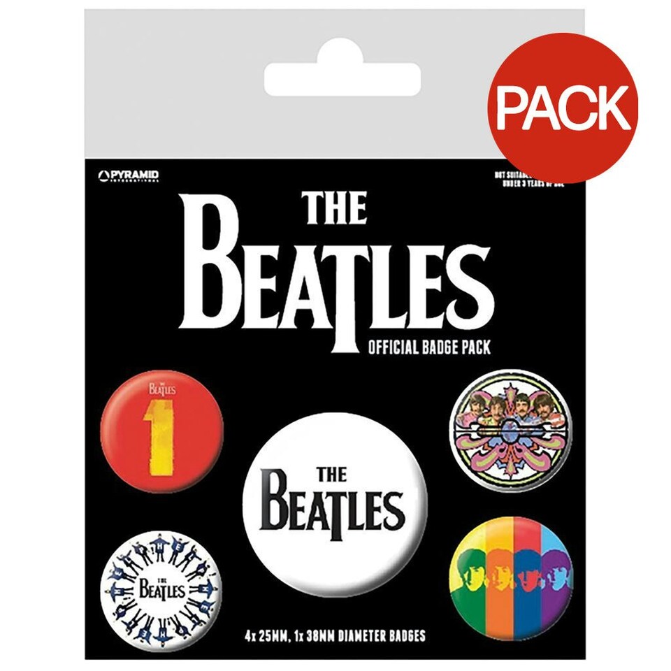 The Beatles Badge Set (Pack of 5) - Black/White/Yellow - One Size
