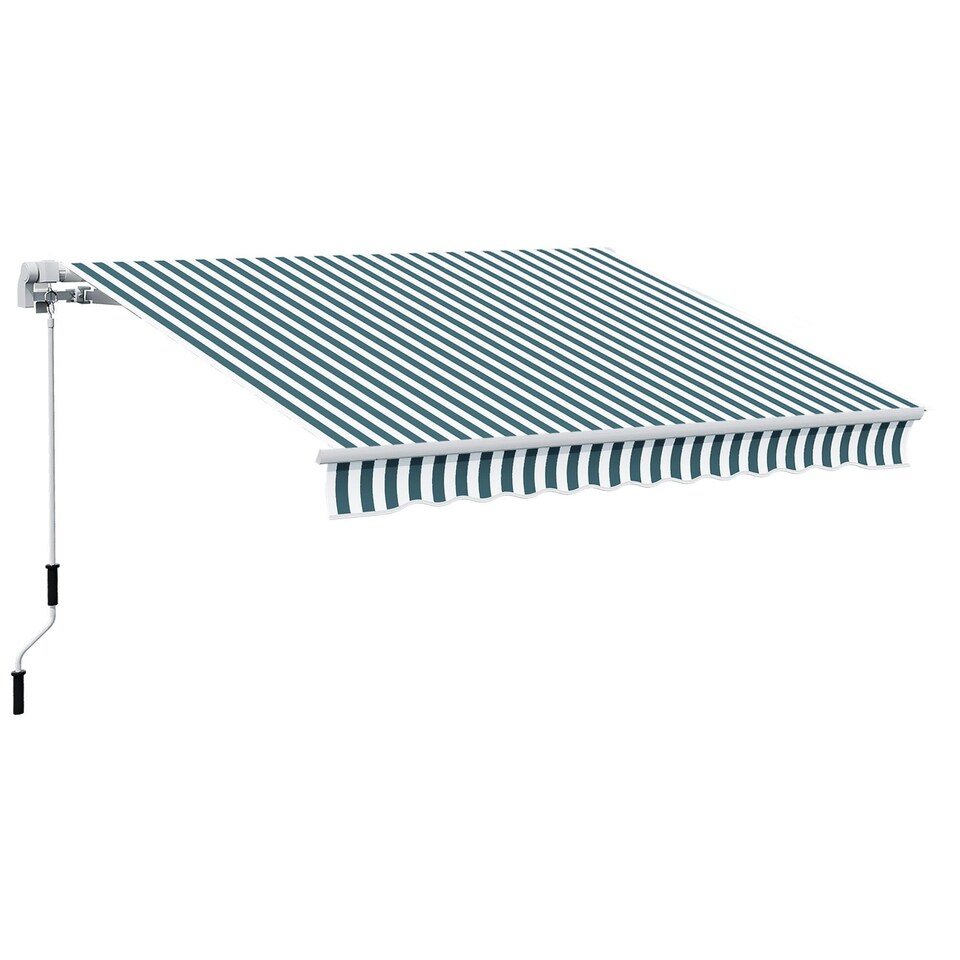 image 1 of Outsunny Garden Sun Shade Canopy Retractable Awning, 4 x 3(m) Green and White