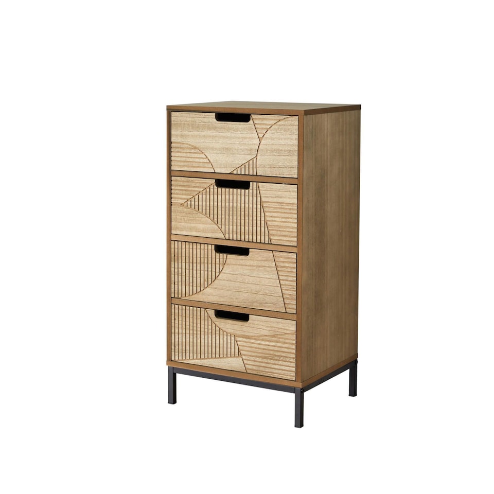 image 1 of Chest Of Storage Drawers Solid Wooden Geometric Design Bedroom Organiser | Brown