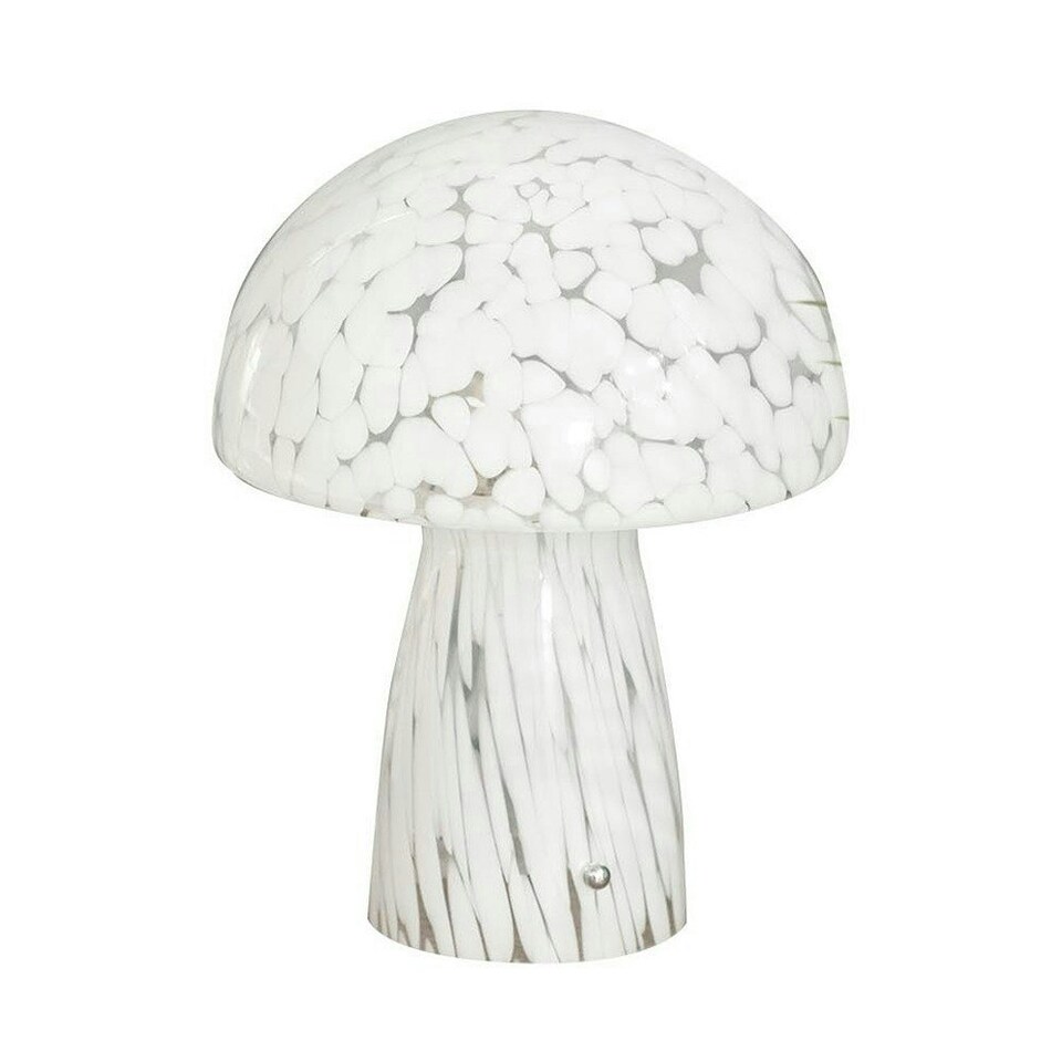 image 1 of ValueLights Beau White Confetti Glass Mushroom Table Lamp with Tapered Lampshade - Bulb Included White