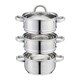 image 4 of Cooks Professional 3 Tier Stainless Steel Steamer Pan - Suitable for All Hobs | Silver | 16cm