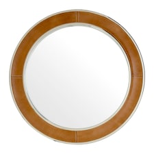 Interiors by Premier Tan Genuine Leather Wall Mirror Brown