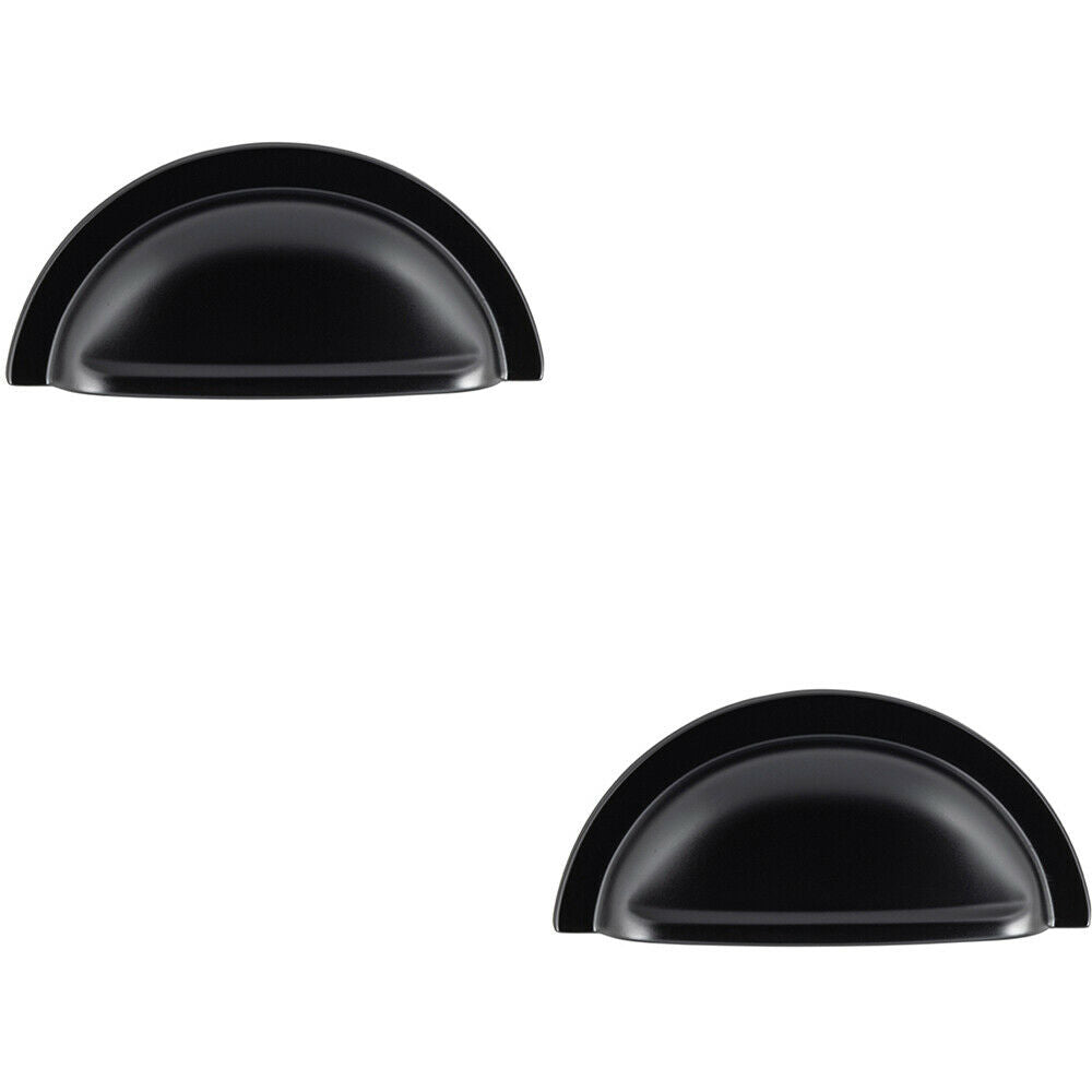 Loops 2x Cabinet Cup Pull Handle 91 x 45mm 76mm Fixing Centres Matt Black