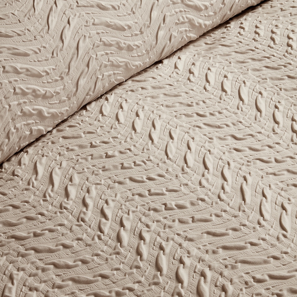 image 1 of Serene Embossed Curve Duvet Cover Set Natural