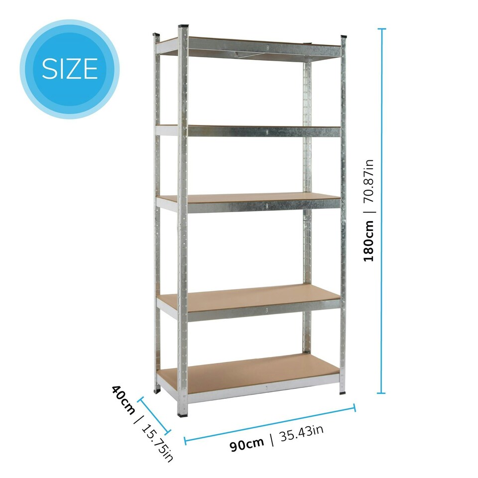 image 1 of Boltless 5 Tier Shelving Racking Heavy Duty Steel Shelf Unit Shed Garage Home Silver