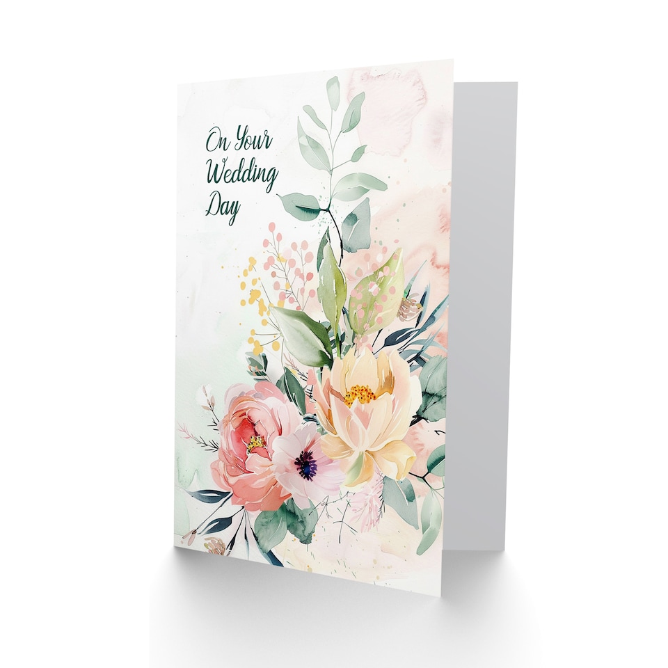 image 1 of Elegant Flower Bouquet Light Floral Watercolour Wedding Card