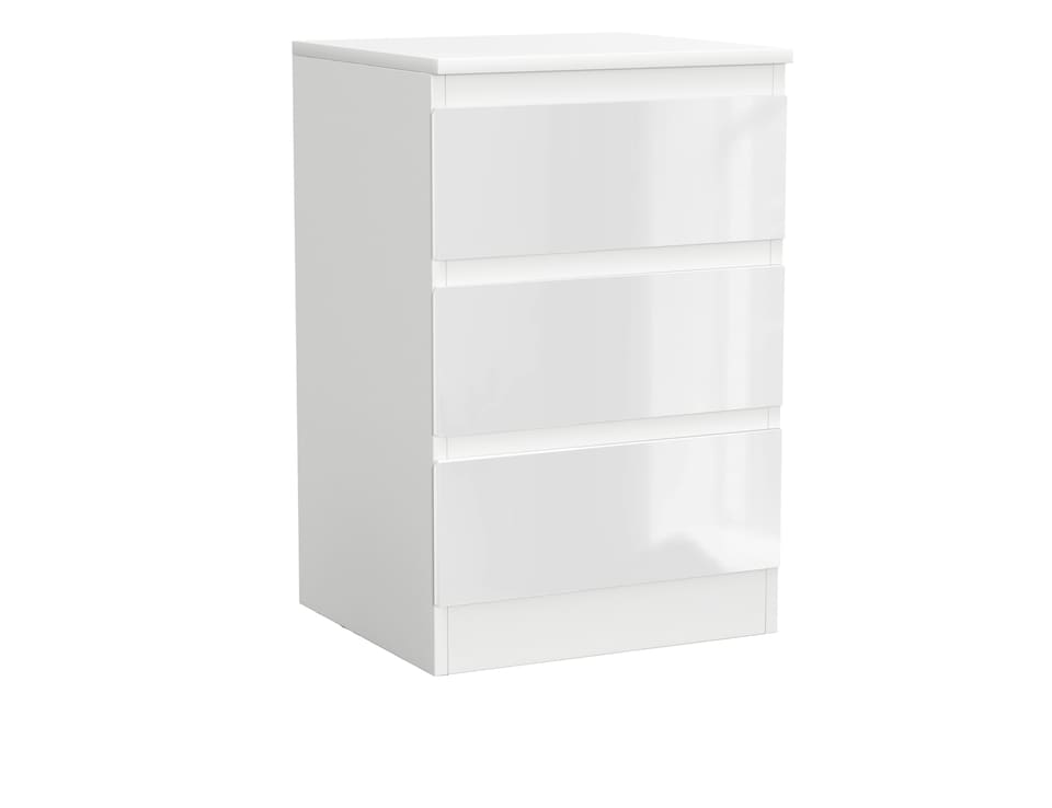 image 1 of Gloss 3 Drawer Bedroom Storage Cabinet | Multi | White Carcass Gloss White Drawers | 1