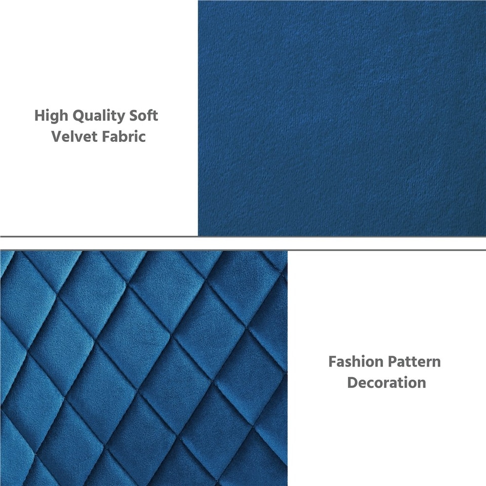 image 1 of Yaheetech Set of 2 Upholstered Dining Chairs with Velvet Fabric Blue