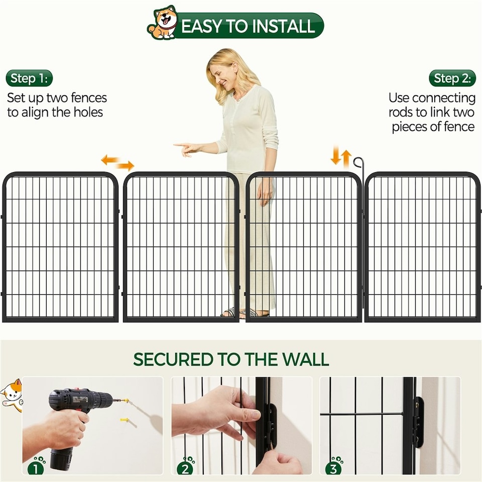 image 1 of Yaheetech 2-Panel Metal Dog Playpen, 65 × 80 cm Black