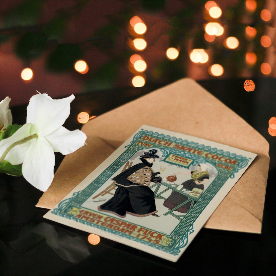 image 1 of Johann Georg van Caspel Art Card Dutch Skate Cocoa Advert