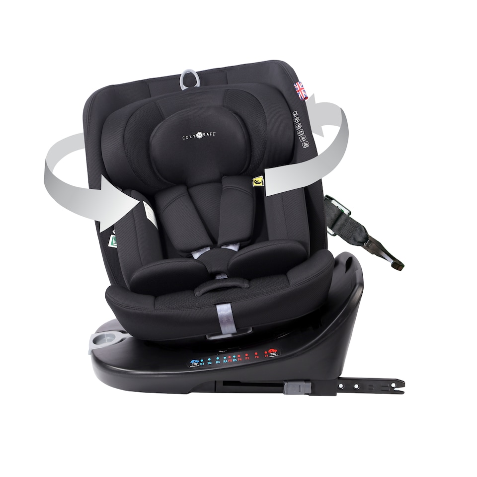 image 1 of Cozy N Safe Galaxy i-Size 360 Rotating Car Seat 40-150cm, ISOFix & Top Tether, Extended Rear & Forward Facing, 5 Recline Positions, Side Impact Protection, Birth to 12 Years (Jet)