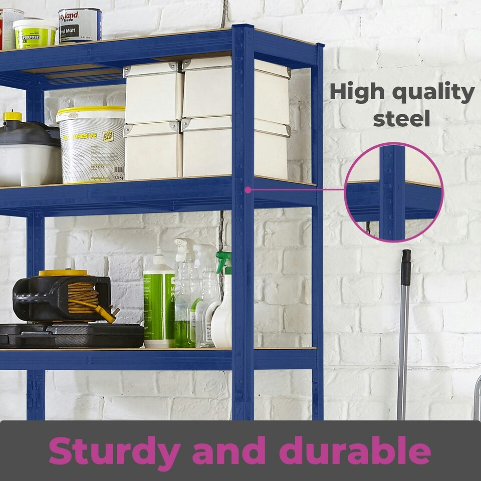 image 1 of XL 5 Tier Large Steel Shelf Shelving Blue Blue