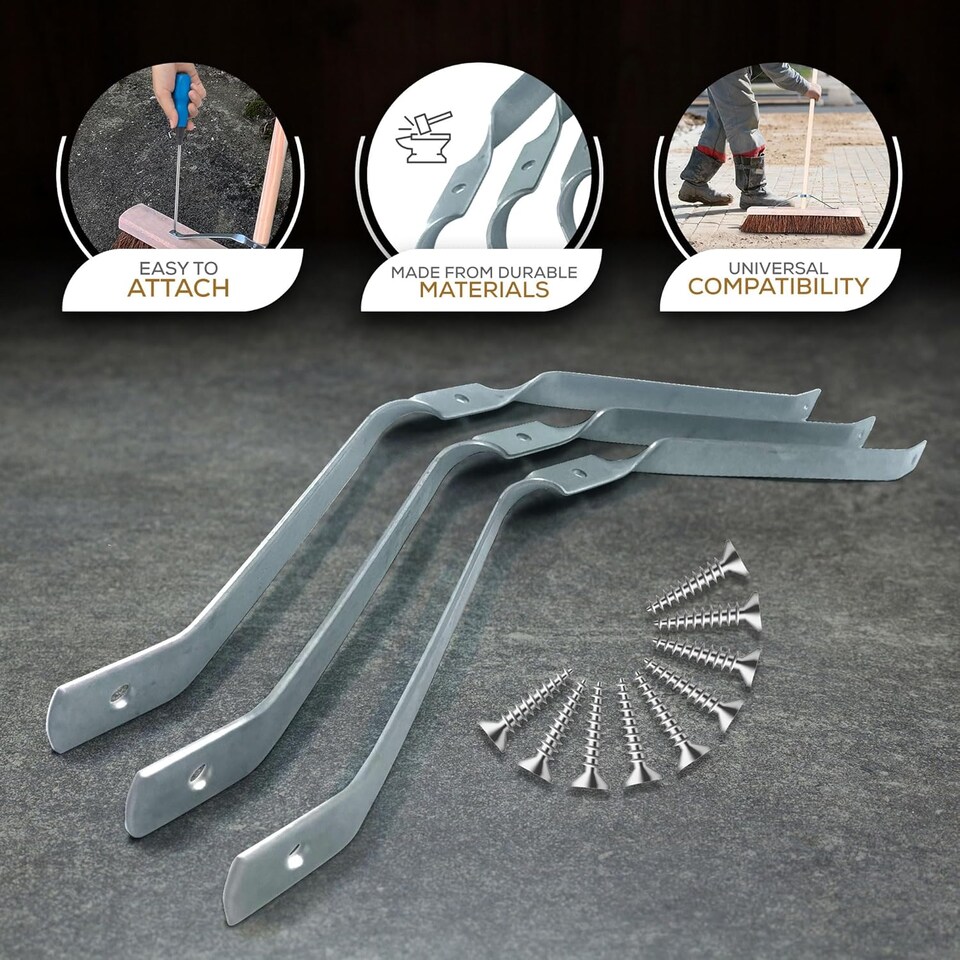 image 1 of Duty Metal Broom Stay Arms Large Brush Support Bracket