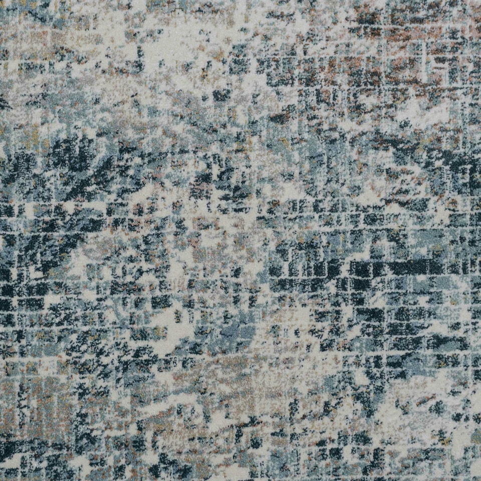 image 1 of KUKOON Beige Blue Abstract Distressed Living Room Area Rug 60cm x 110cm | Blue