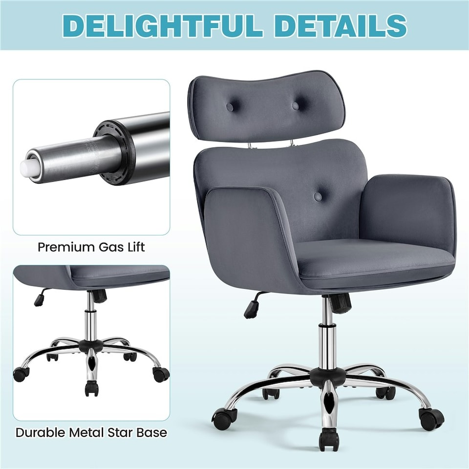 image 1 of Yaheetech Ergonomic Home Office Chair with Headrest Dark Gray | Grey | Dark Grey