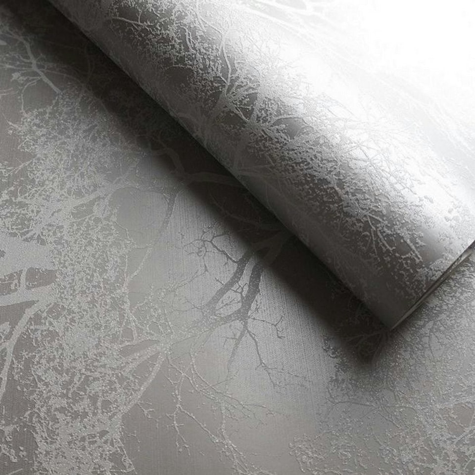 image 1 of Holden Décor Whispering Trees Wallpaper - Grey/Silver - One Size | Grey