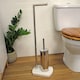 image 1 of Showerdrape Octavia White Marble & Chrome Toilet Roll Holder & Toilet Brush Combination