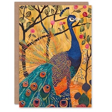 Exotic Tree Roses Peacock Him Her Birthday Card