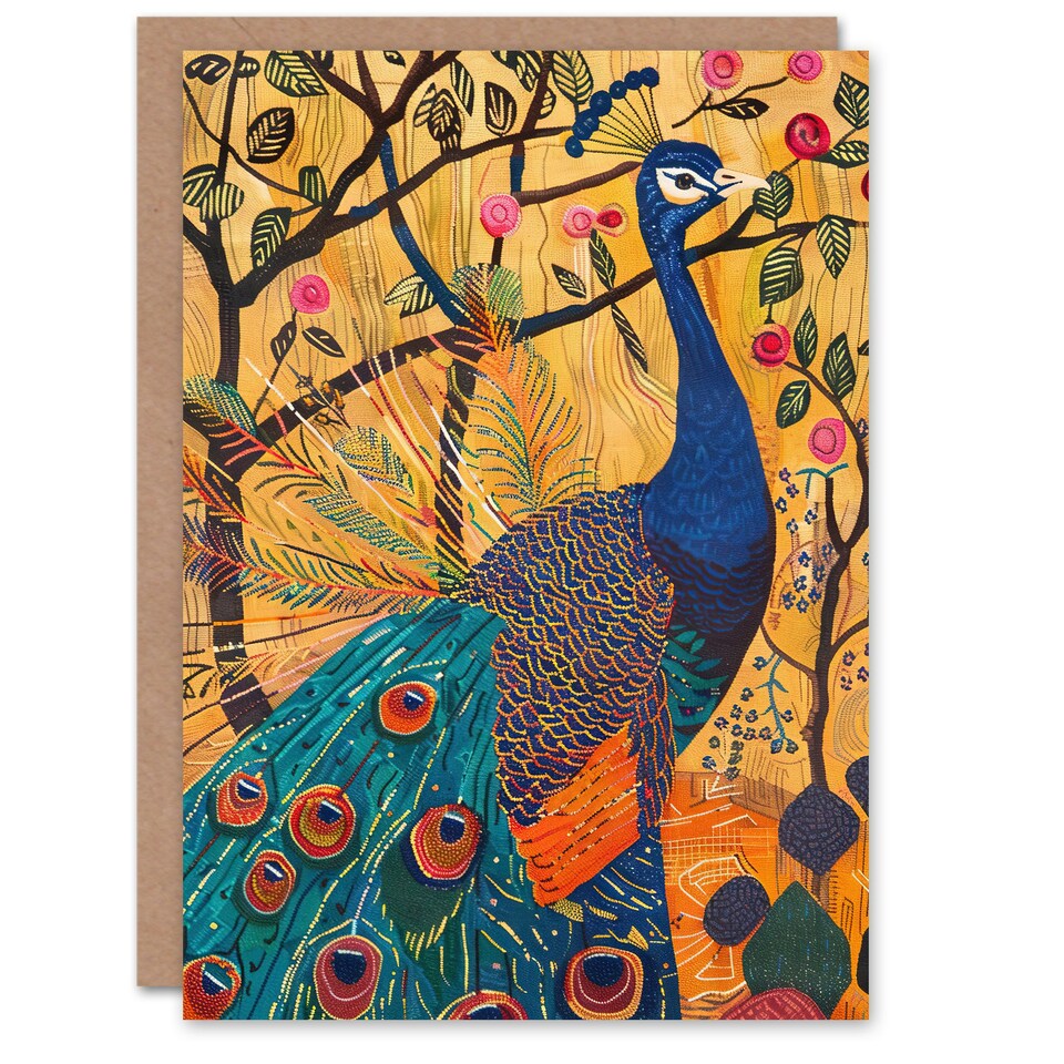image 1 of Exotic Tree Roses Peacock Him Her Birthday Card