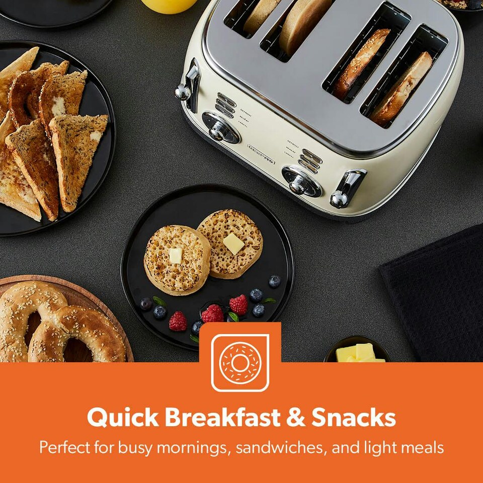image 1 of GEEPAS 4 Slice Bread Toaster 1500W, Cream | Cream