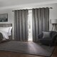 image 4 of Metro Thermal Blackout Eyelet Curtains 116cm x 137cm Silver Grey | Grey