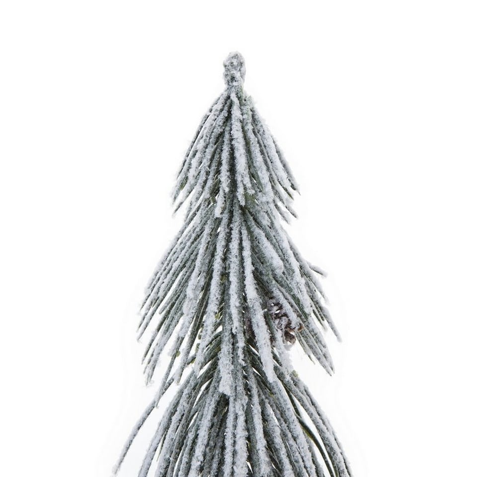 image 1 of Small Snowy Tree in Wood Log - Plastic - Height 35 cm - Brown