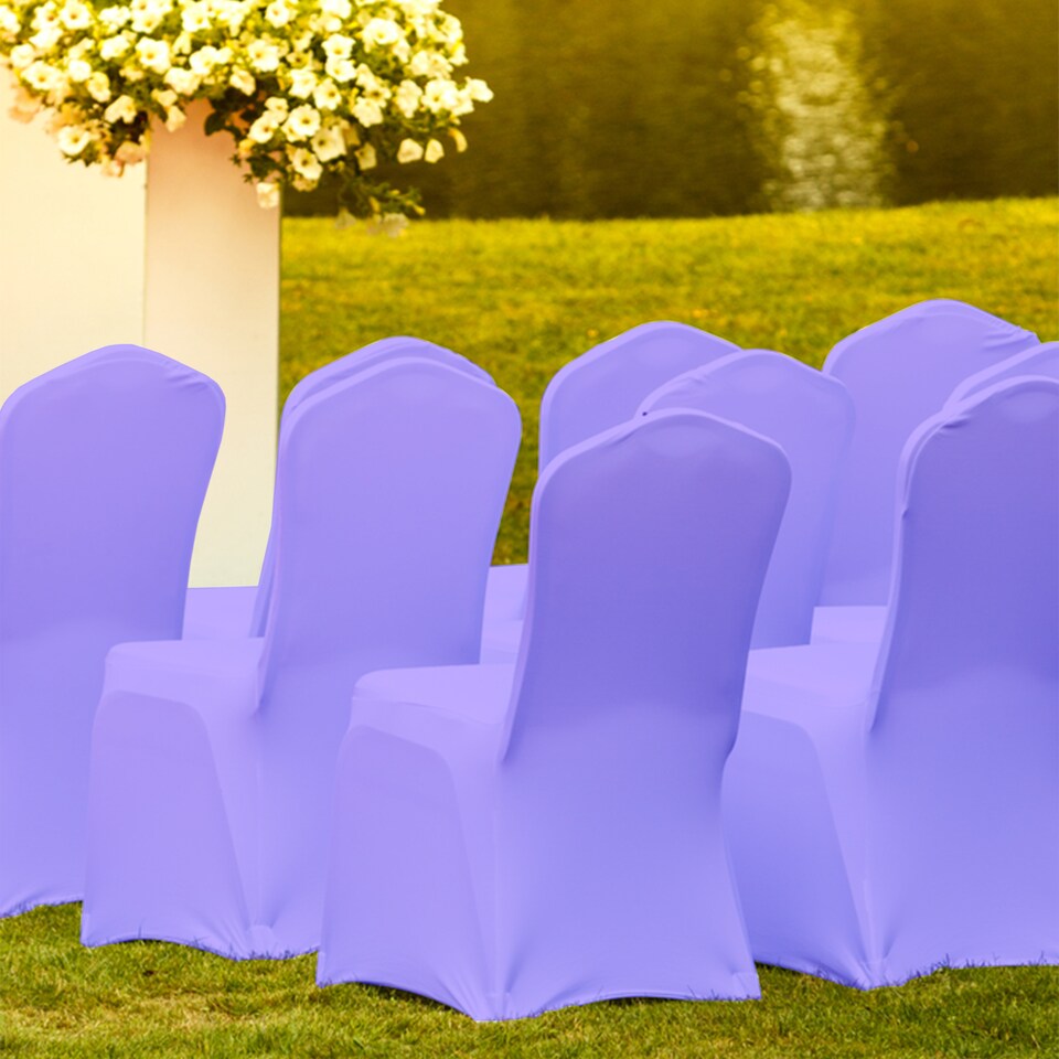 image 1 of Chair Cover Spandex Polyester Stretch Fabric Dining Slipcovers - 10pcs