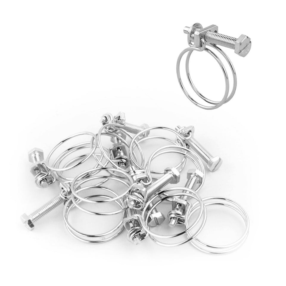 image 1 of KCT Universal 26-30mm Double Wire Clips for Hose Pipe - 20 Pack