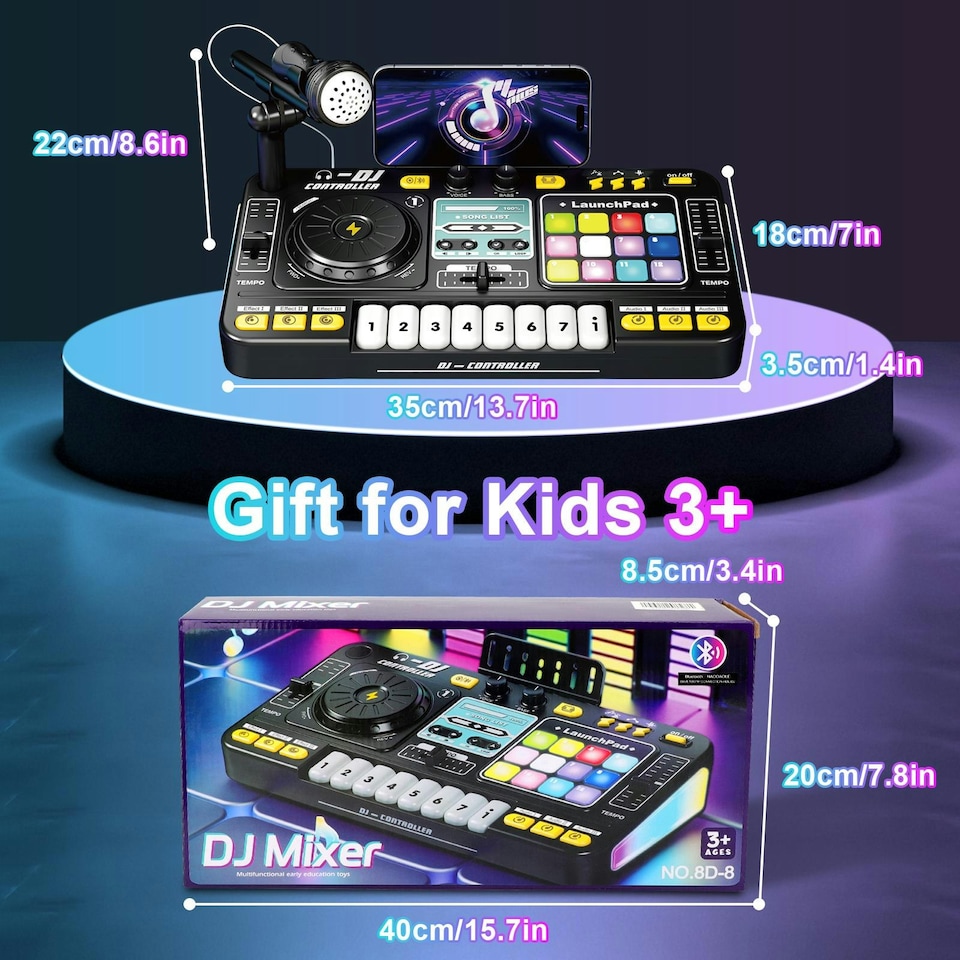 image 1 of Kids DJ Music Mixer Table Set – Interactive Musical Toy with Microphone, Disco Lights & 100+ Sounds