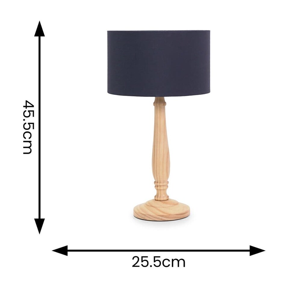 image 1 of ValueLights Victoria Light Wood Table Lamp Navy Shade and Bulb