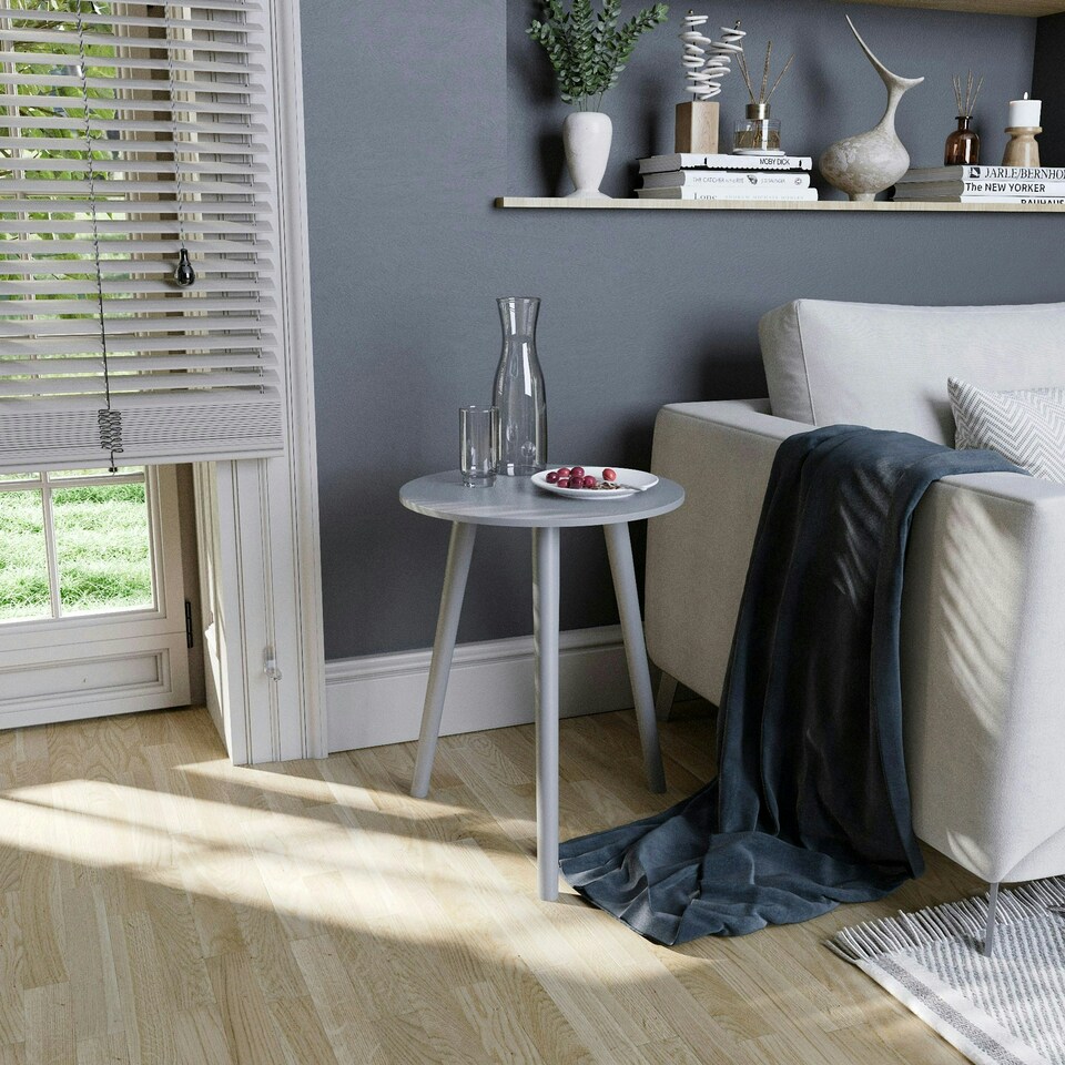 image 1 of Vida Designs Round Side Table Sofa Bedside Coffee Table, Grey