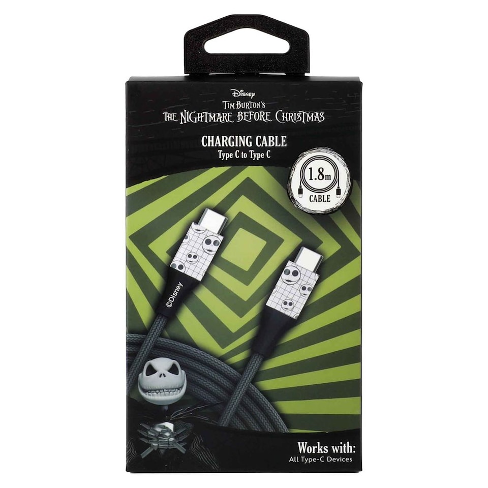 image 1 of Nightmare Before Christmas 6ft Type-C Braided Charging Cable Jack Grid