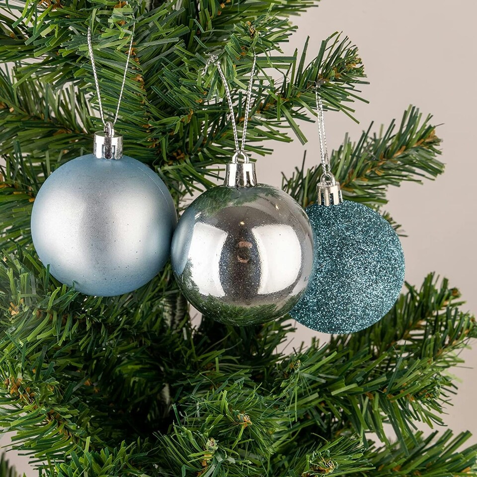 image 1 of Set of 9 Light Blue 5cm Baubles (PVC)