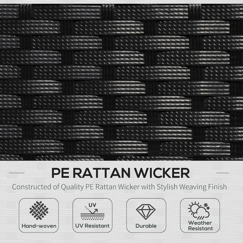 image 1 of Outsunny 5 Pieces PE Rattan Garden Furniture Set with Cushions, Outdoor Corner Sofa, Patio Sectional Conversation Furniture Sets with Glass Top Coffee Table, Black