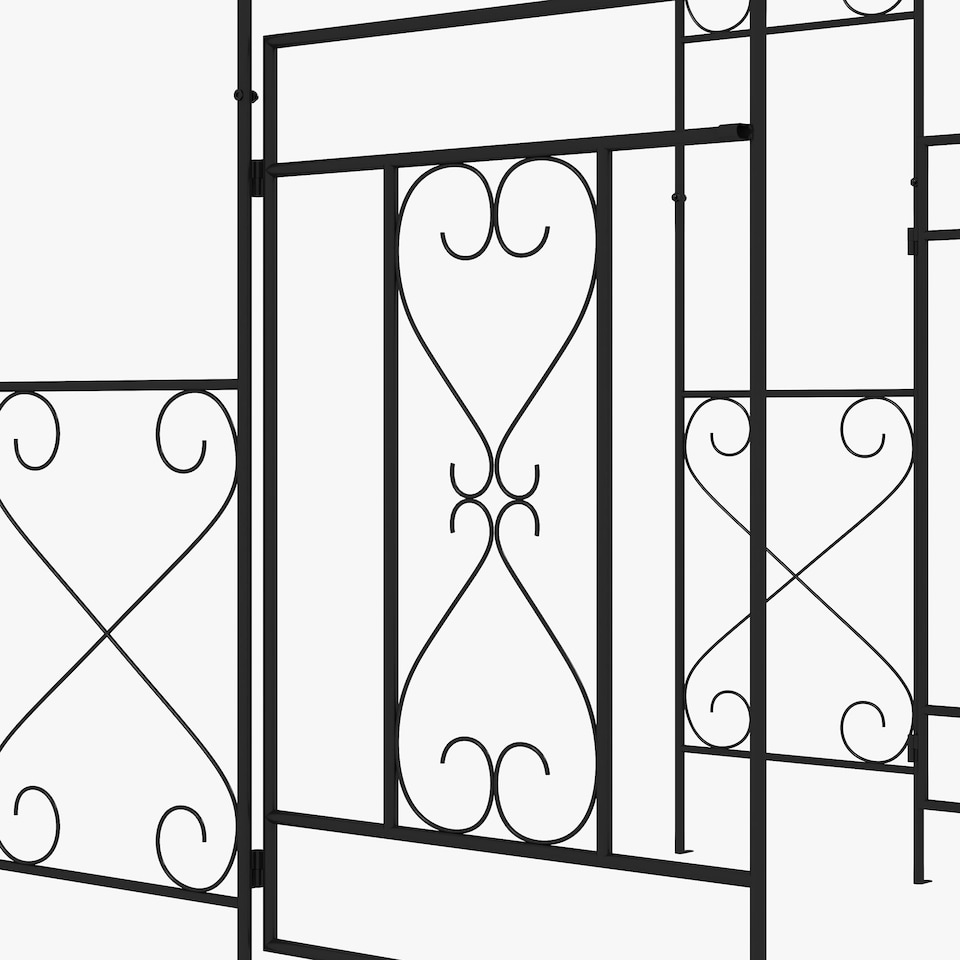 image 1 of Outsunny Metal Garden Arch with Double Gate, Garden Arbor Climbing Plants