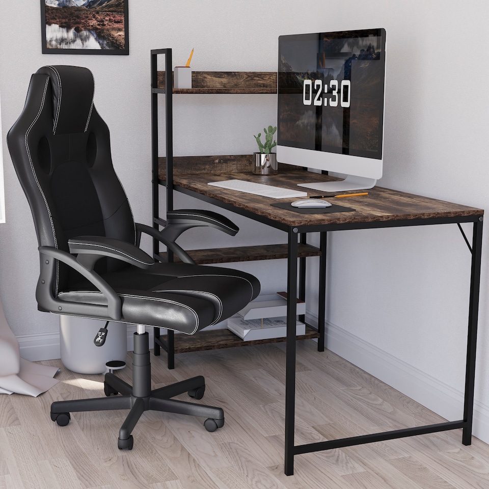 image 1 of Vida Designs Coma Racing Gaming Office Chair Computer Desk Table Chair, Black