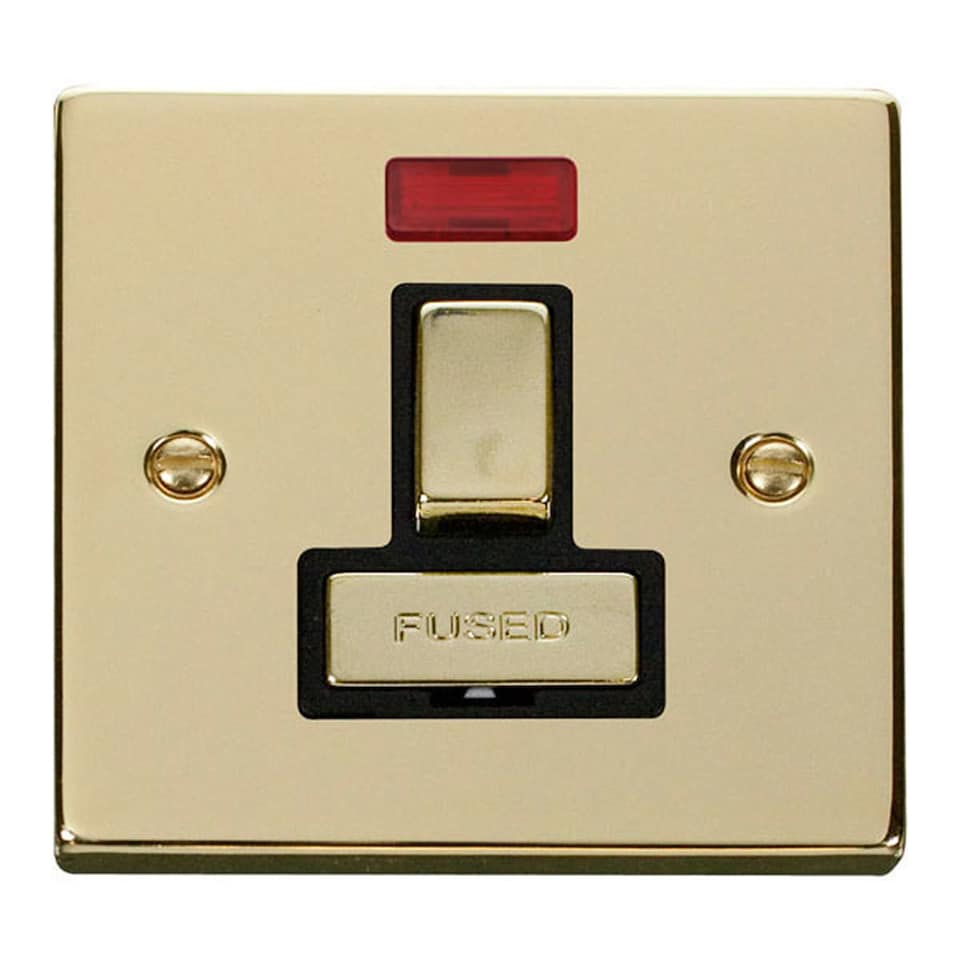 SE HOME Polished Brass 13A Fused Ingot Connection Unit Switched With Neon | Gold | Polished Brass