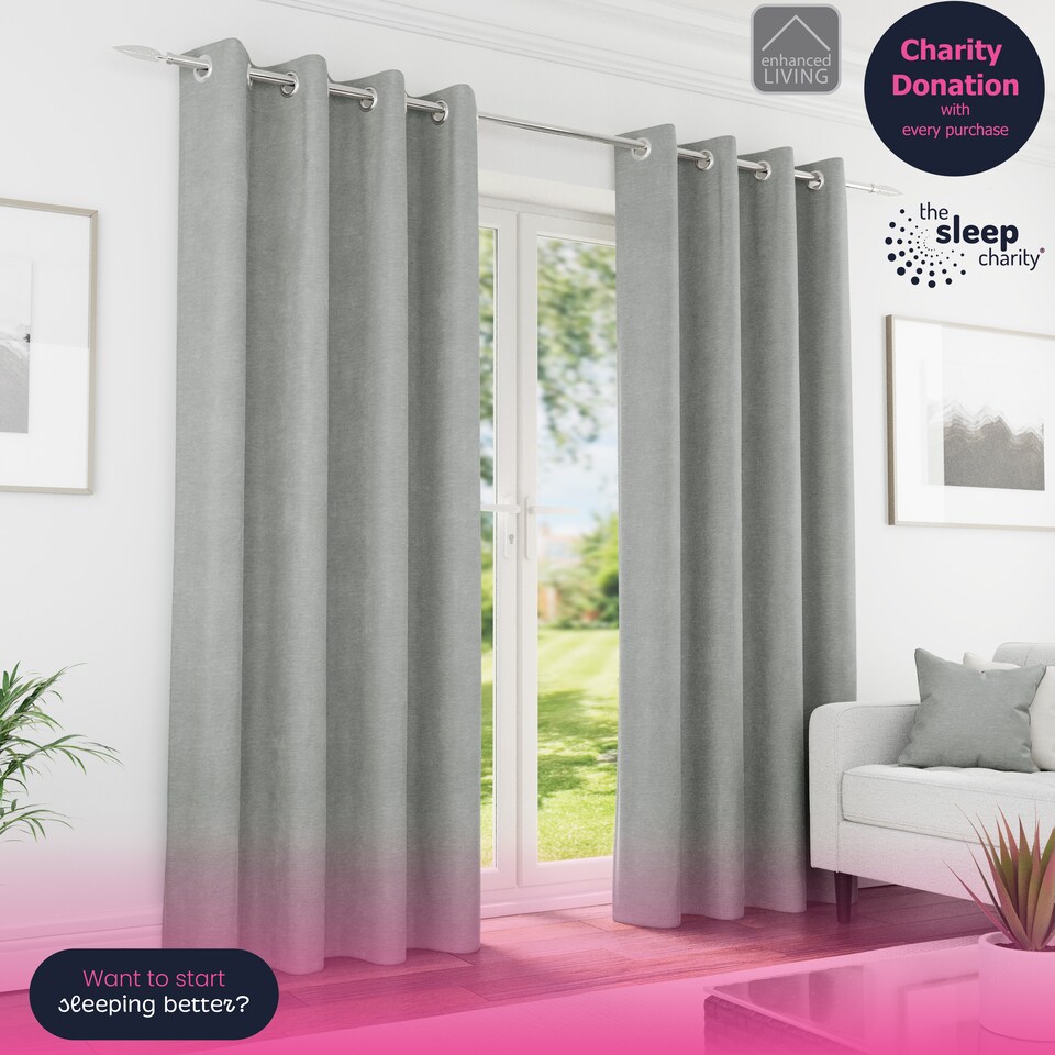 image 1 of Enhanced Living Knightsbridge Blackout, Thermal Grey Curtains with Eyelet Header (PAIR) - 90x90 inch (229x229cm)