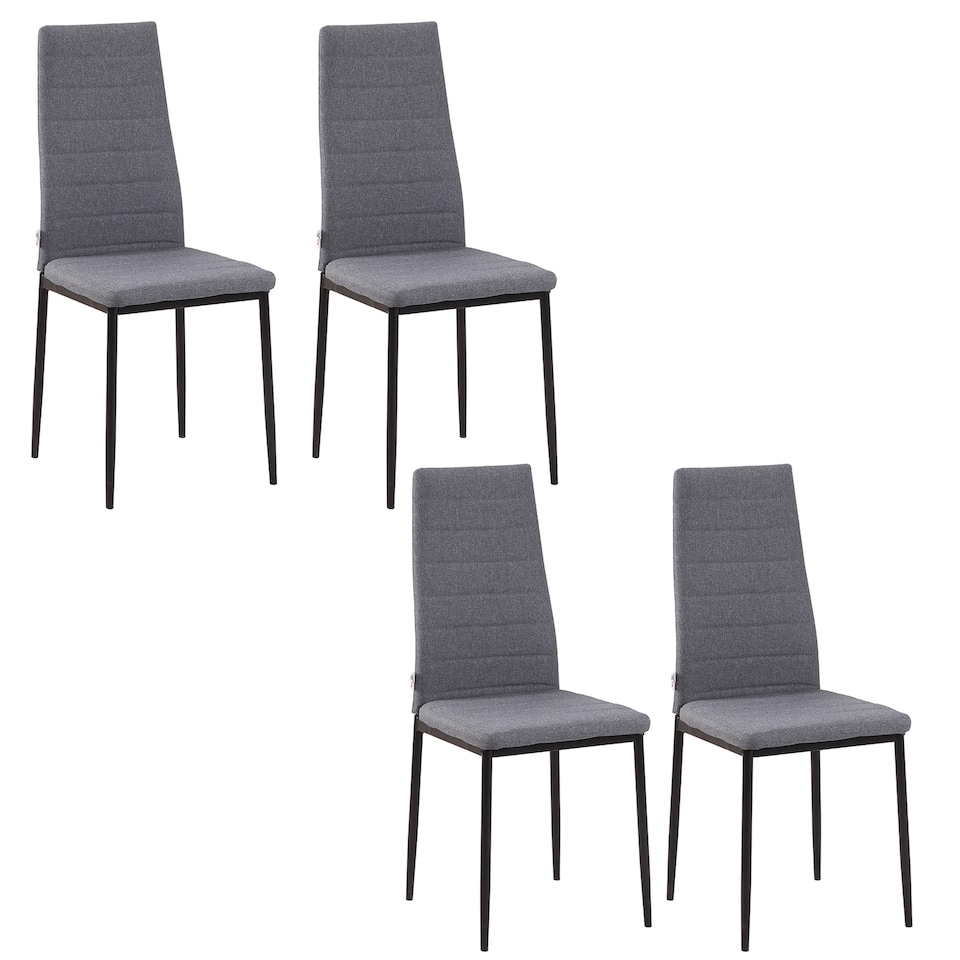 image 1 of HOMCOM Dining Chairs Upholstered Fabric Accent Chairs with Metal Legs, Set of 4 | Grey