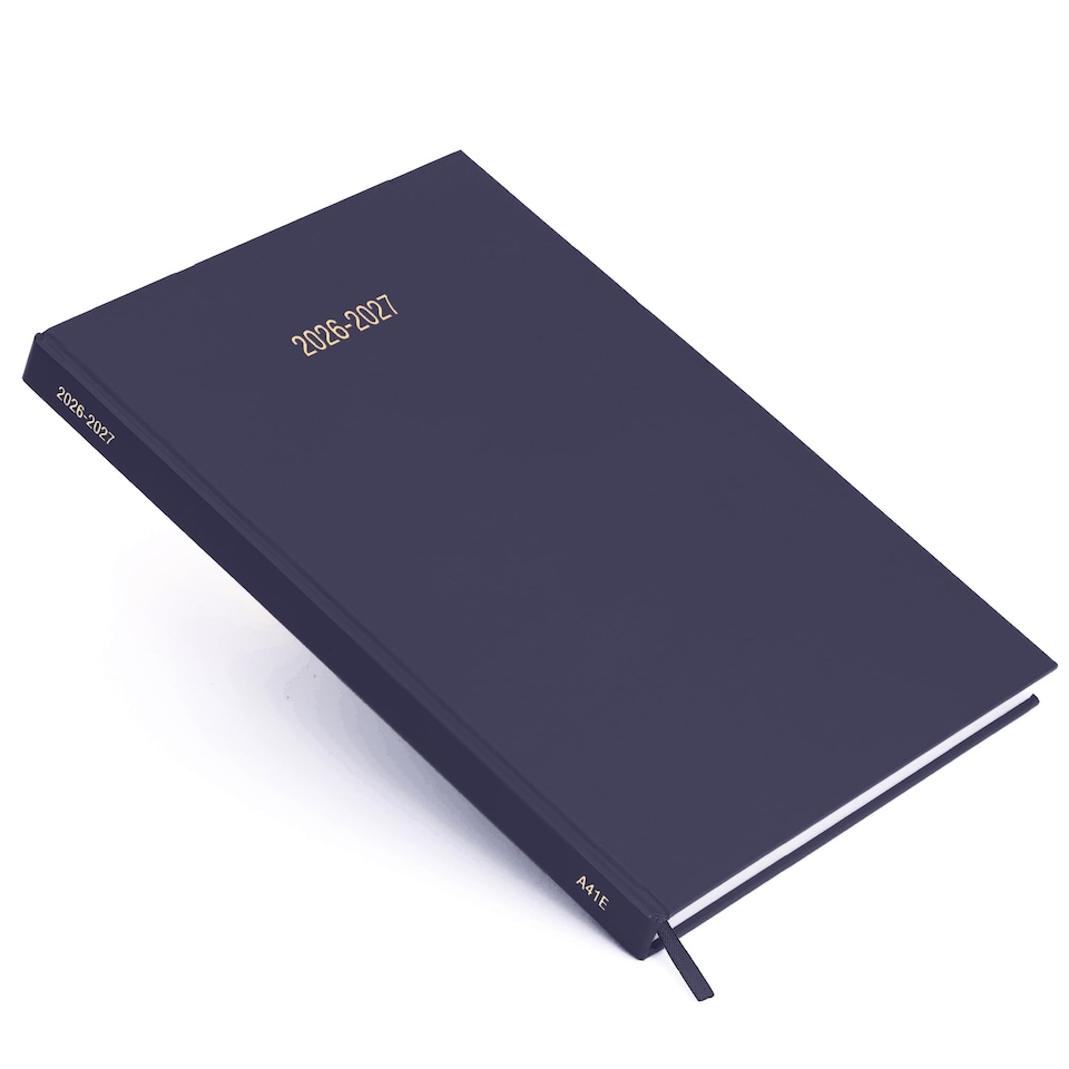 image 1 of 2026 2027 Academic Diary A4 Page a Day - Mid Year Hardback Planner From August 2026 to July 2027 - Student Teacher School Organiser with Ribbon Bookmark (A4, Navy)