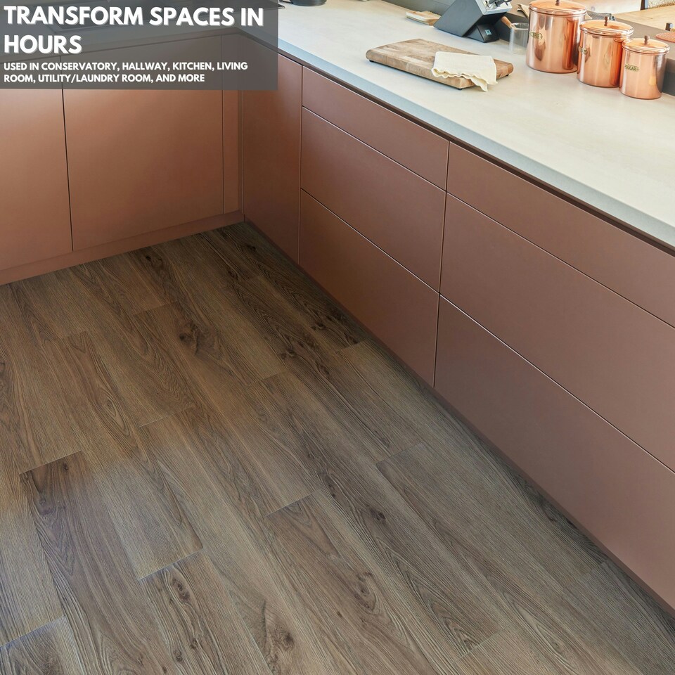 image 1 of Self Adhesive Floor Planks | 5.9x35.9in (91.4x15.2cm) Each | Peel & Stick Vinyl Flooring | Brown Wood Effect | Easy DIY | Stick On Tile for Home Floors Brown | 4.17 sqm